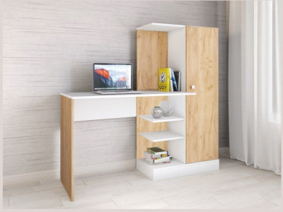 Компьютерный стол Квартет-6 дуб крафт золотой/белый