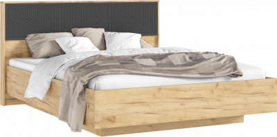 Сильвия Кровать парящая 1,6м (ортопед дерево) с подсветкой Браш Графит/Дуб Крафт, Дуб Крафт