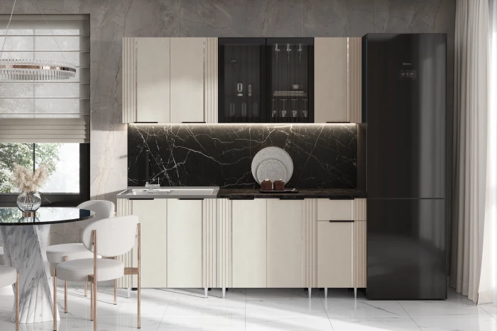 Кухня Виктория 2,0м Пластер аворио/графит