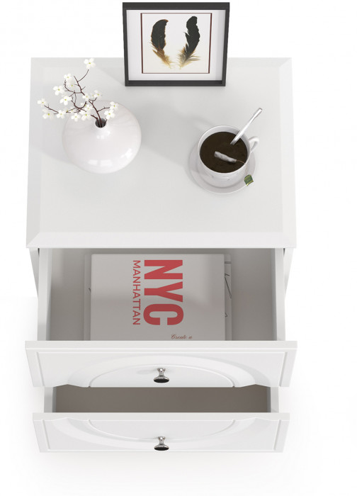 Валенсия Спальня 13.291 Тумба прикроватная, ЛДСП белый шагрень/МДФ белый шагрень