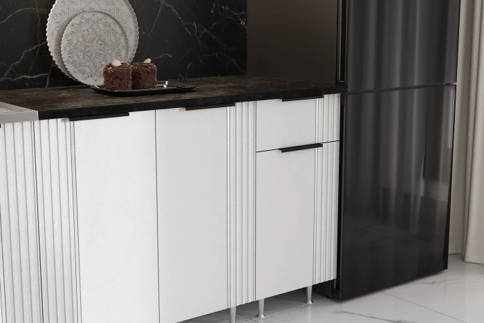 Кухня Виктория 2,0м Пластер бьянко/графит