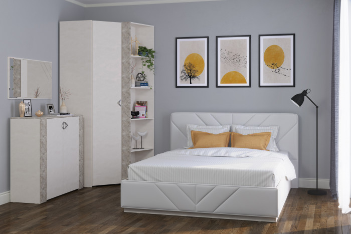 Амели Шкаф для одежды 13.131(угловой), цвет шёлковый камень, ШхГхВ 81,3х81,3х230 см., универсальная дверь