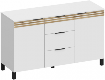 Комод 2 двери/3 ящика КМ-4103, Белый/Профиль МДФ Дуб вотан