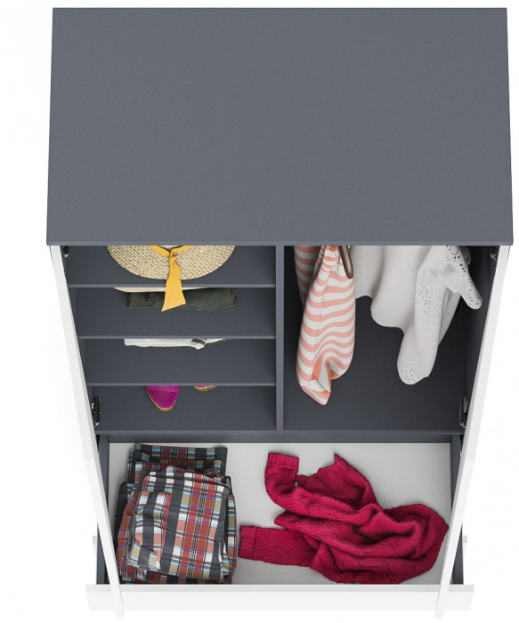 Мори Шкаф МШ900.1, цвет графит/белый, ШхГхВ 90,4х50,4х179,6 см.