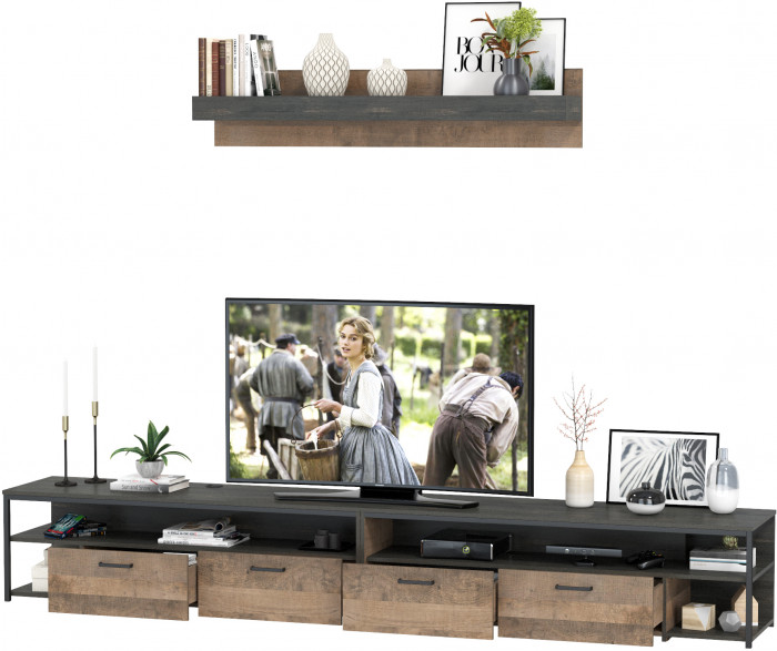 Трувор 13.70 Тумба под ТВ + 13.70 Тумба под ТВ + 15.60 Полка, дуб гранж песочный/интра