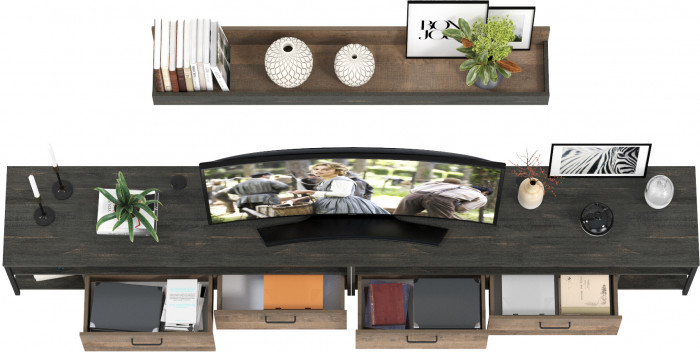 Трувор 13.70 Тумба под ТВ + 13.70 Тумба под ТВ + 15.60 Полка, дуб гранж песочный/интра