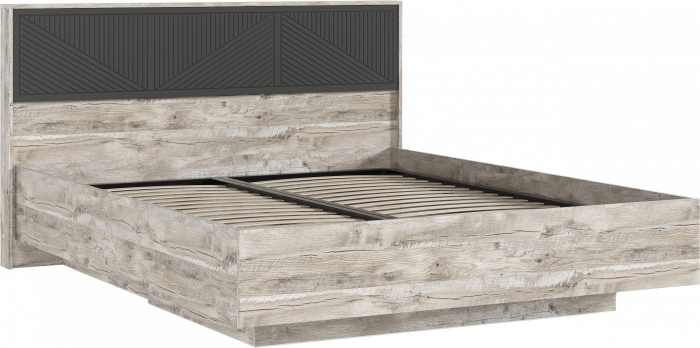 Сильвия Кровать парящая 1,6м (ортопед дерево) с подсветкой Браш Графит/Дуб Юкон, Дуб Юкон