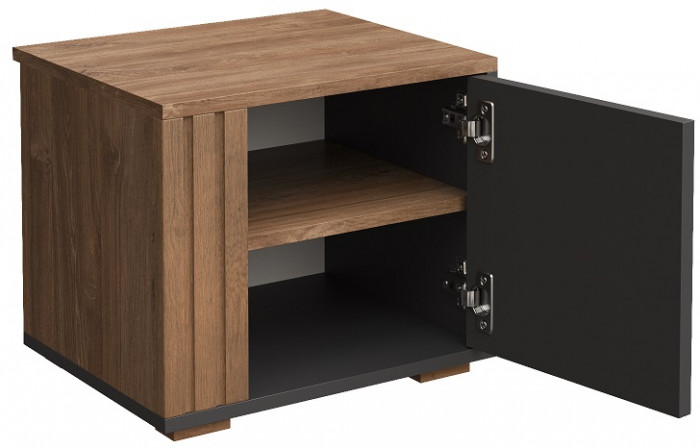 Тумба прикроватная (правое исп.) "Каен" - Дуб стирлинг/Антрацит