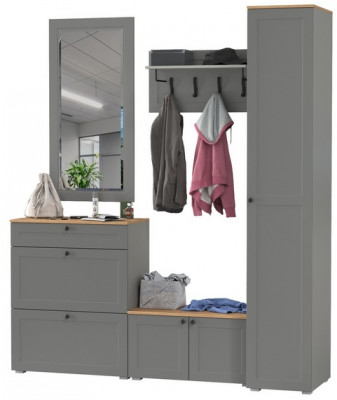 Остин Прихожая 45, цвет серый графит/дуб крафт золотой, ШхГхВ 200х54,3х229,6 см., универсальная сборка