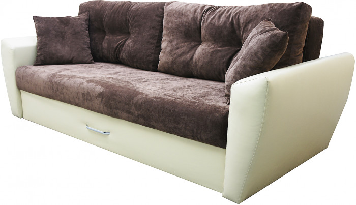 Диван-кровать Амстердам Люкс, 160х195, еврокнижка, пружинный блок, велюр/экокожа, бежевый