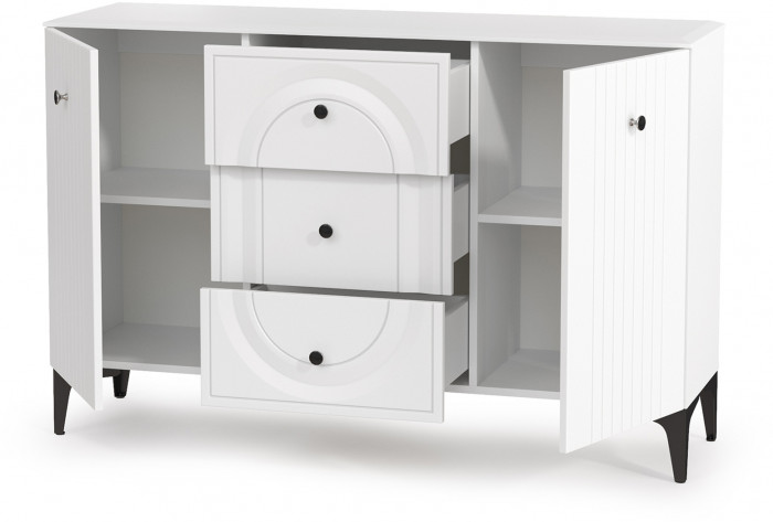 Валенсия Спальня 13.309 Комод, ЛДСП белый шагрень/МДФ белый шагрень