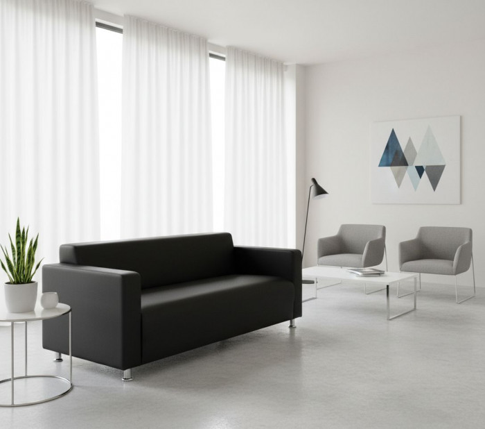 Диван прямой Томи, 180 см, экокожа, черный