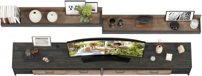 Трувор 13.70 Тумба под ТВ + 13.70 Тумба под ТВ +15.60 Полка + 15.60 Полка, дуб гранж песочный/интра