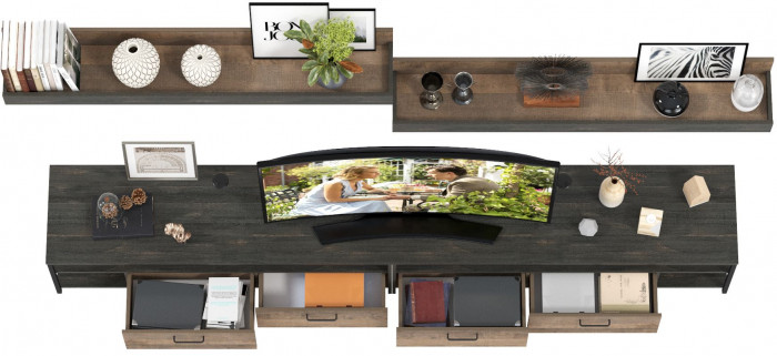 Трувор 13.70 Тумба под ТВ + 13.70 Тумба под ТВ +15.60 Полка + 15.60 Полка, дуб гранж песочный/интра