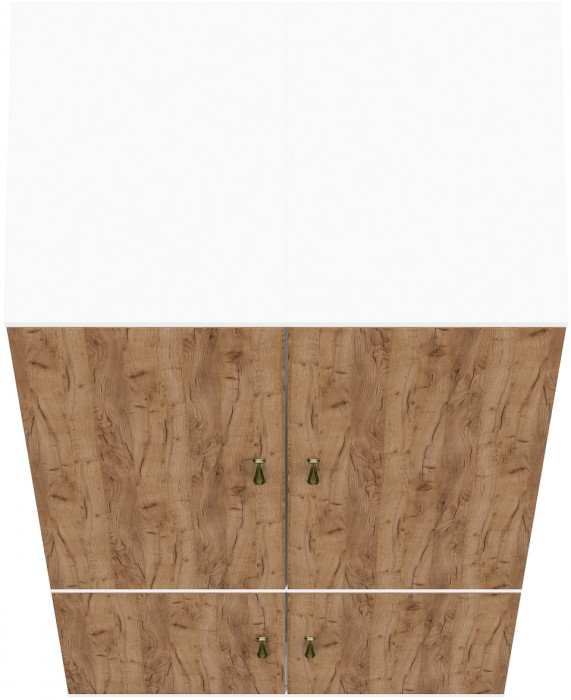 Лидер-8 Пенал МД 23Б 2 шт., цвет белый шагрень/крафт золото, ШхГхВ 80х50х190 см., универсальная сборка