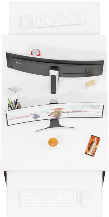 Два стола компьютерных С-МД-СК11-1, цвет венге/белый шагрень, ШхГхВ 149,2х50х75 см., НЕ универсальная сборка