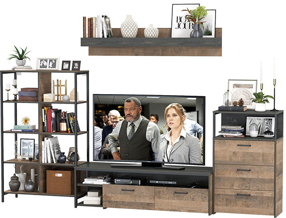 Трувор Гостиная 085, цвет дуб гранж песочный/интра, ШхГхВ 305,8х45,4х210 см., универсальная сборка