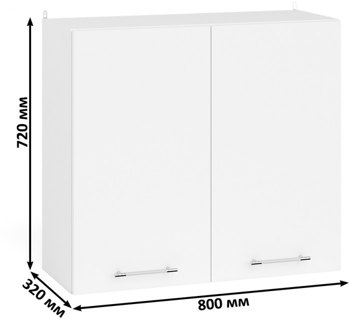 Кухня Мебель--24 ШВ800 Шкаф 80 см., цвет корпус белый/фасад ДСП белый, ШхГхВ 80х32х72 см.
