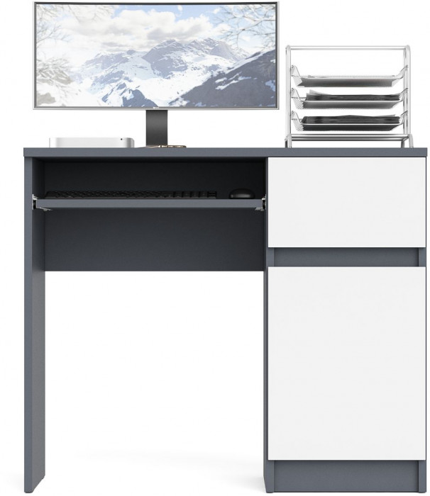 Мори компьютерный стол МС-1 правый, графит/белый