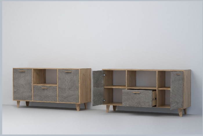 Эго Тумба Т-2 НГ (Камень Темный/Бетон Светлый)