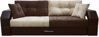 Диван еврокнижка Манчестер 160 ВЕЛЮР 03 КОМБИ ЭКОКОЖА КОРИЧНЕВАЯ НПБ