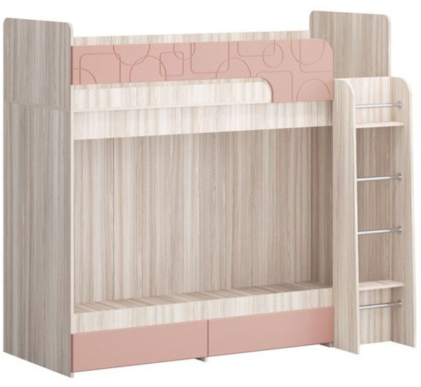 Двухъярусная кровать Бемби МДФ NEW, ясень (Ваниль матовая, Ясень шимо светлый)