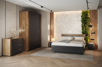 Модульная спальня "Каен" - Дуб стирлинг/Антрацит