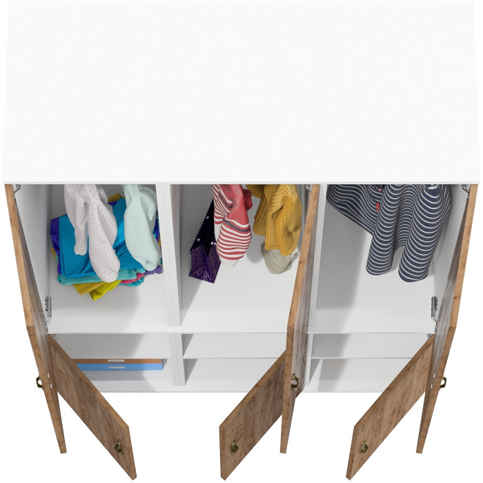 Лидер-8 Пенал МД 23Б 3 шт., цвет белый шагрень/крафт золото, ШхГхВ 120х50х190 см., универсальная сборка