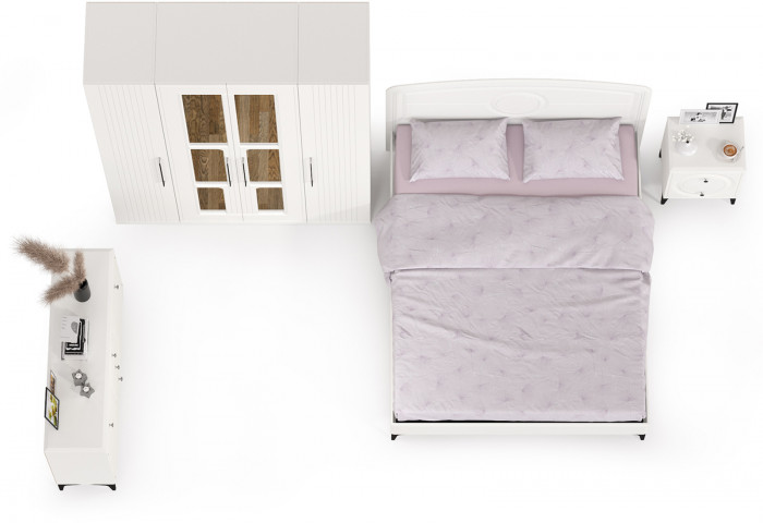 Валенсия Спальня № 31, цвет ЛДСП белый шагрень/МДФ белый шагрень, ортопед есть, сп. м. 1600х2000 мм., б/м