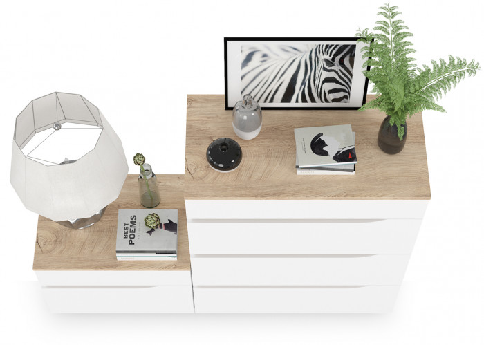 Муссон 13.97 Комод + 16.03 Тумба, белый/дуб эндгрейн элегантный