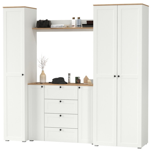 Остин Прихожая 75, белый шагрень/дуб крафт золотой