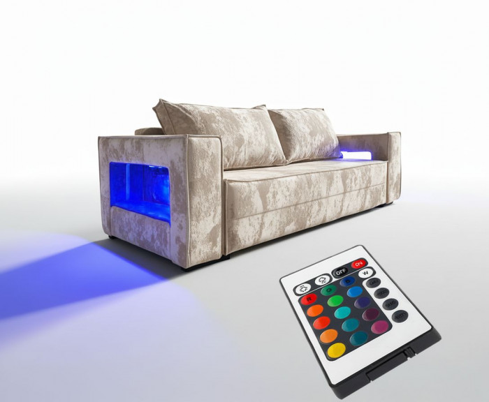 Диван-кровать Лофт Люкс Плюш с подсветкой, еврокнижка, пружинный блок, 140х195, бежевый