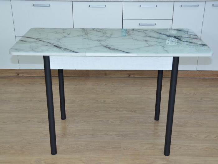 Нью йорк фотопечать стол обеденный раздвижной / белый мрамор/бетон белый/черный