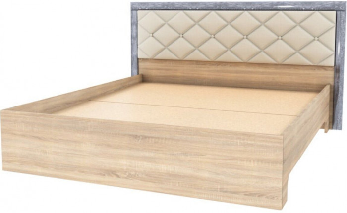 Мадлен Кровать 160+настил ЛДСП, сонома/дуб шале серебро