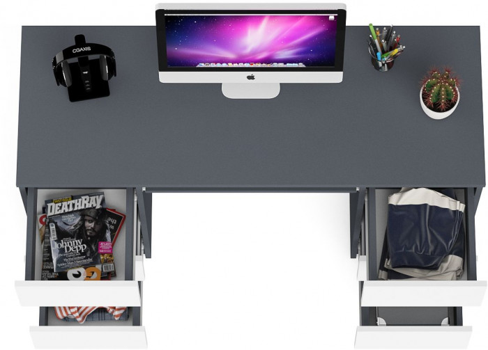 Мори компьютерный стол МС-2, графит/белый