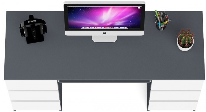 Мори компьютерный стол МС-2, графит/белый