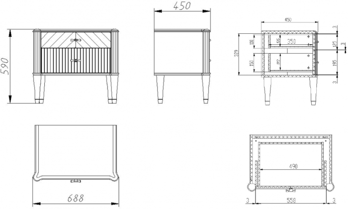 Модульная спальня "Тиволи" из массива дуба, набор 2 - Латте (лак)