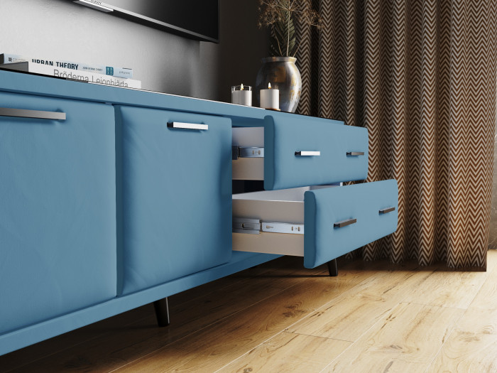 Тумба ТВ интерьерная Виго 1,6 светло-голубой