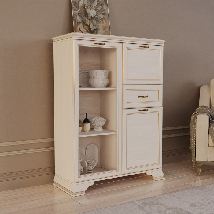 Шкаф низкий (1 стеклодверь) Сиена