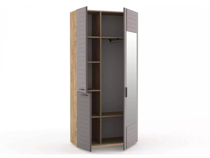 НМ 013.36 Шкаф для одежды с зеркалом Livorno /дуб бунратти / софт графит