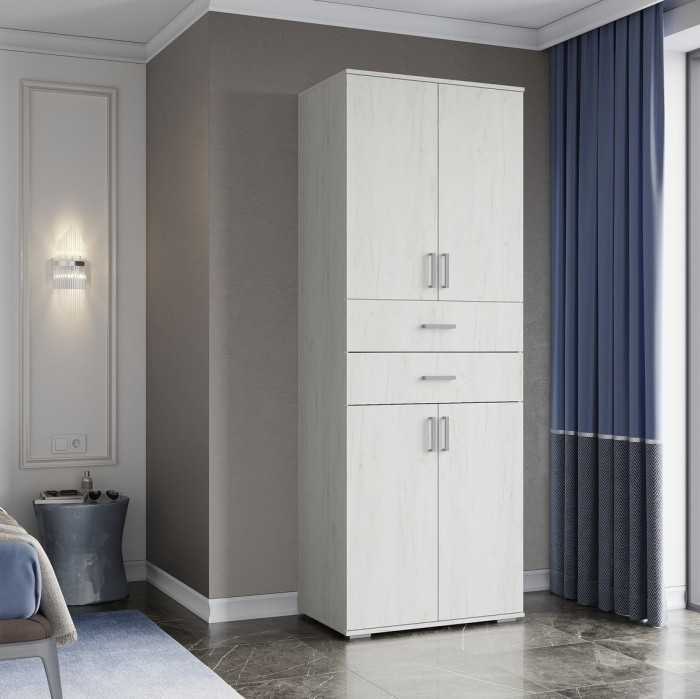 НЕЛЬСОН ШК 05 (СОЛО-5) Шкаф (0.800х2,200х0,500) дуб крафт белый/дуб крафт белый