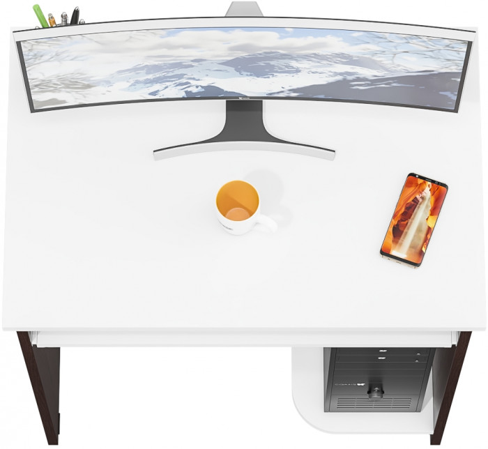 компьютерный стол С-МД-СК11-1, венге/белый шагрень