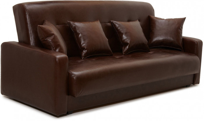 Диван-кровать Аккорд 120х190, книжка, пружинный блок, экокожа, цвет коричневый