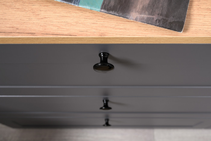 Остин 11.53 Кровать + ортопед + 13.336.02 Шкаф для одежды + 16.240 Комод, серый графит/дуб крафт золотой