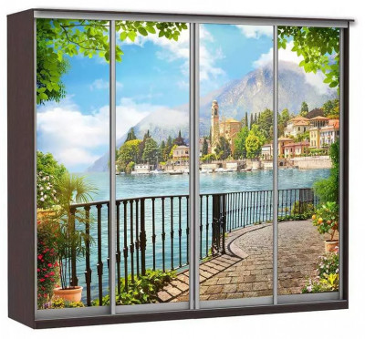 Шкаф купе Модерн 2362х450 4-х дверный 3-х секционный фотопечать №4 венге