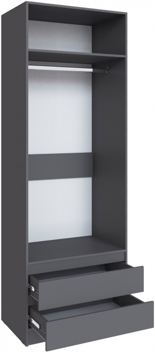 Шкаф Мадрид (0,8) с 2 ящ. без ручек без зеркала, Графит серый