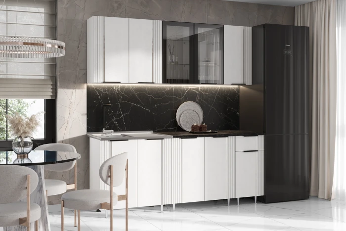 Кухня Виктория 2,0м Пластер бьянко/белый