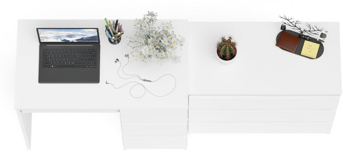 Мори Стол компьютерный МС-6 правый + Комод МК800.1, цвет белый, ШхГхВ 170,4х50х76,6 см., выдвижные ящики справа, НЕ универсальная сборка