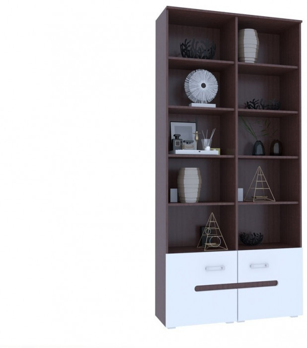 Модульная гостиная Ким, композиция 4 (Белый глянец, Венге)