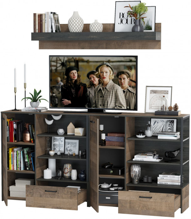 Трувор Гостиная 001, дуб гранж песочный/интра